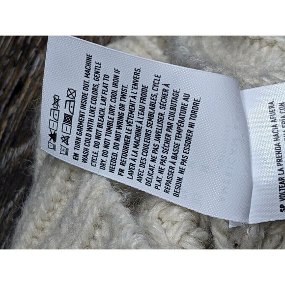 American Eagle Chunky Knit Sweater Beige V Neck Size M Y2K - Picture 8 of 10